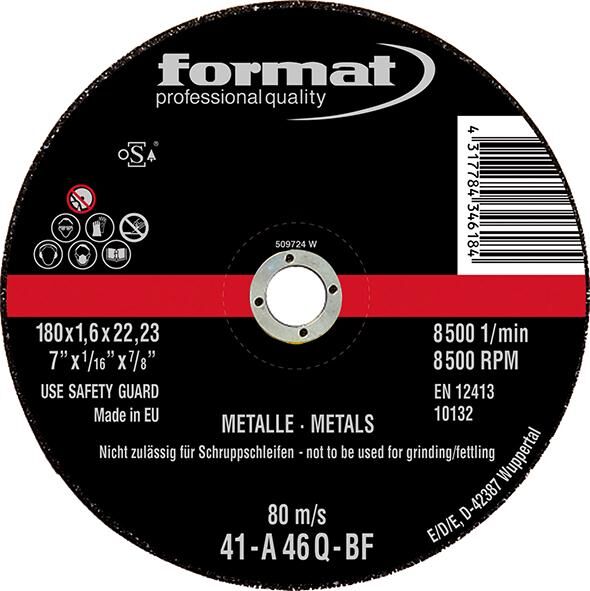 Format Doorslijpschijf voor staal gebogen 125x2,5mm