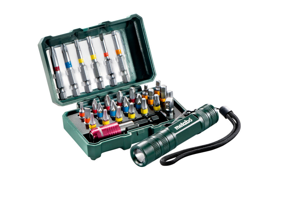 Product afbeelding Metabo 29 delige schroefbitset + zaklamp