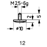Kafer Meetstift staal gewelfd  10.00mm