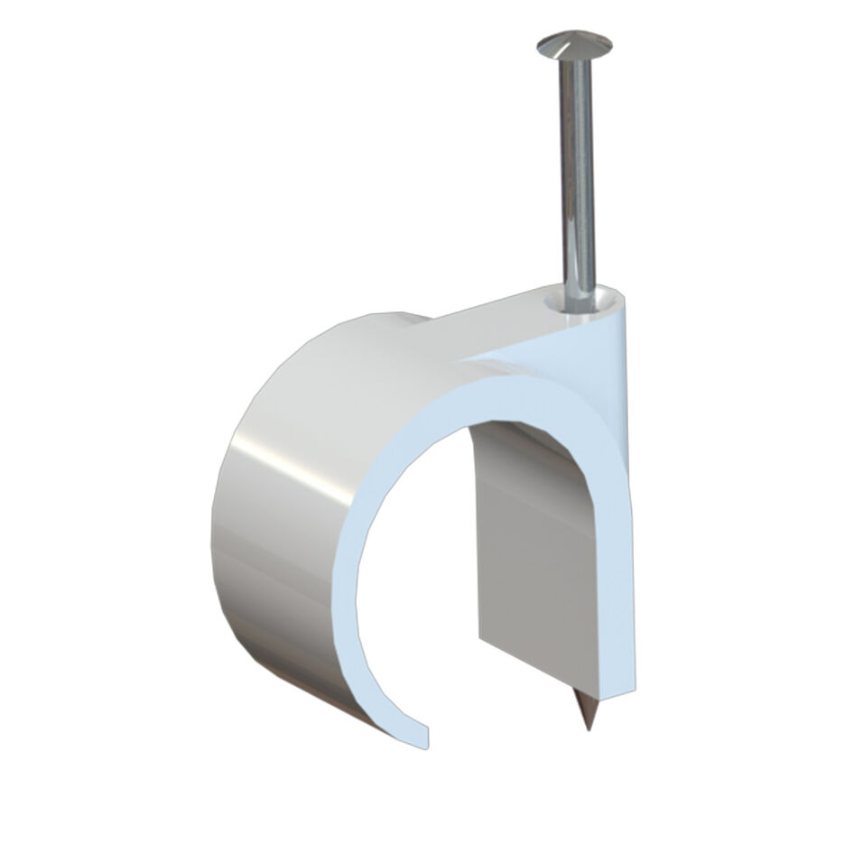 Product afbeelding Spijkerclip rond BC 22mm wit   a 100 st.