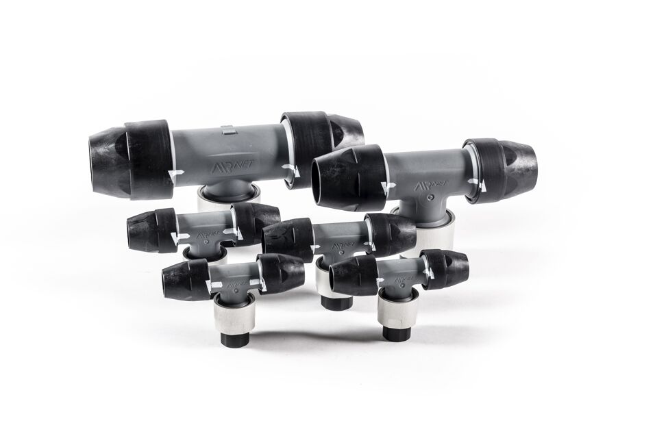 Product afbeelding AIRNET T-stuk met schroefdraad D40x1xD40