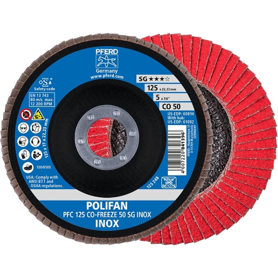 Product afbeelding Pferd POLIFAN-lamellenslijpschijf- PFC 125 CO-FREEZE 50 SG INOX