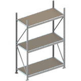 MINI-RACK stelling BS 2200 x 2600 x 800 vzk cpl. met spaanplaten e n 3 legborden