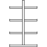 Draagarmstelling AS IPE120 dubbelzijdig 2000 x 1000 x 1200 RAL 5010 met 8 draagarmen per staander systeem licht