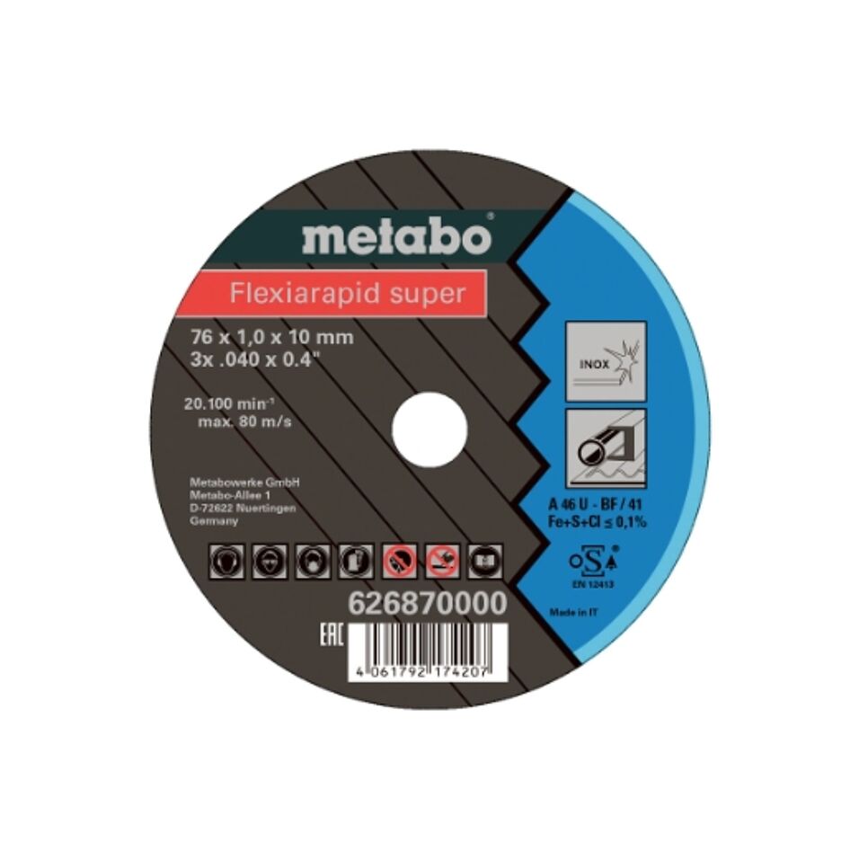 Product afbeelding Metabo doorslijpschijf inox  76x1,0x10mm