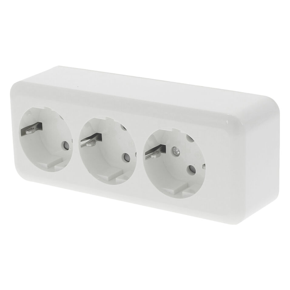 Product afbeelding Contactdoos opbouw polarwit     3-voudig