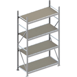 MINI-RACK stelling BS 2500 x 2600 x 1050 vzk cpl. met spaanplaten en 4 legborden
