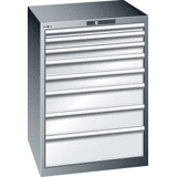 Schuifladenkast 75 H1000, 8 laden 50mm / 2x75mm / 100mm / 150mm blauw