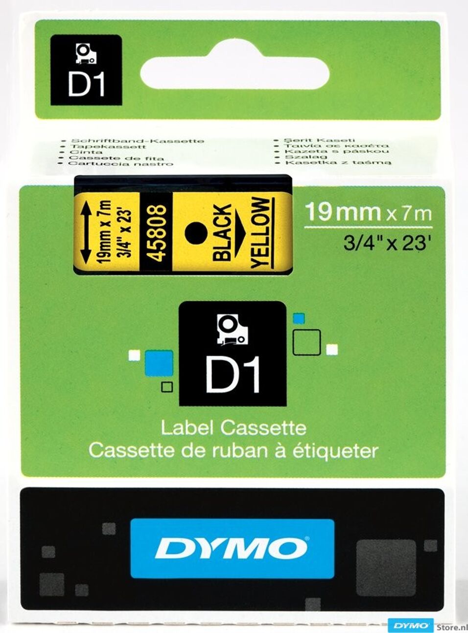Product afbeelding Dymo tape zwart op geel D1    19mm x  7m