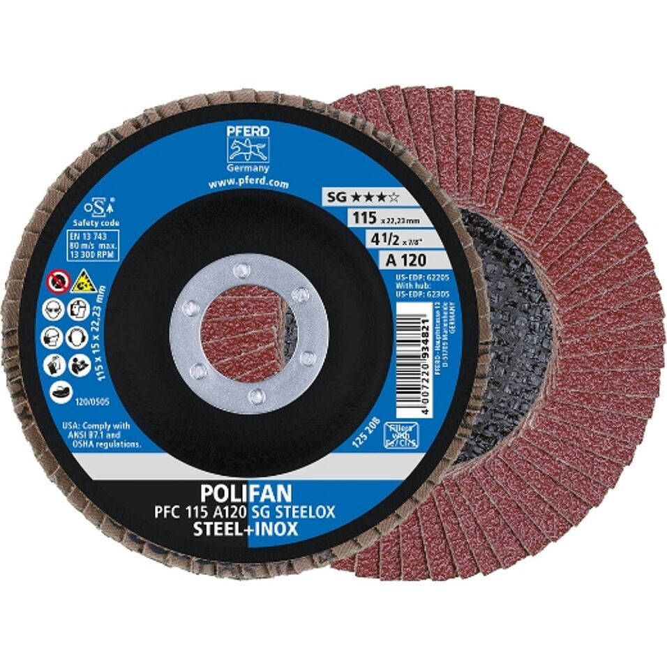 Product afbeelding Pferd POLIFAN-lamellenslijpschijf- PFC 115 A 120 SG STEELOX