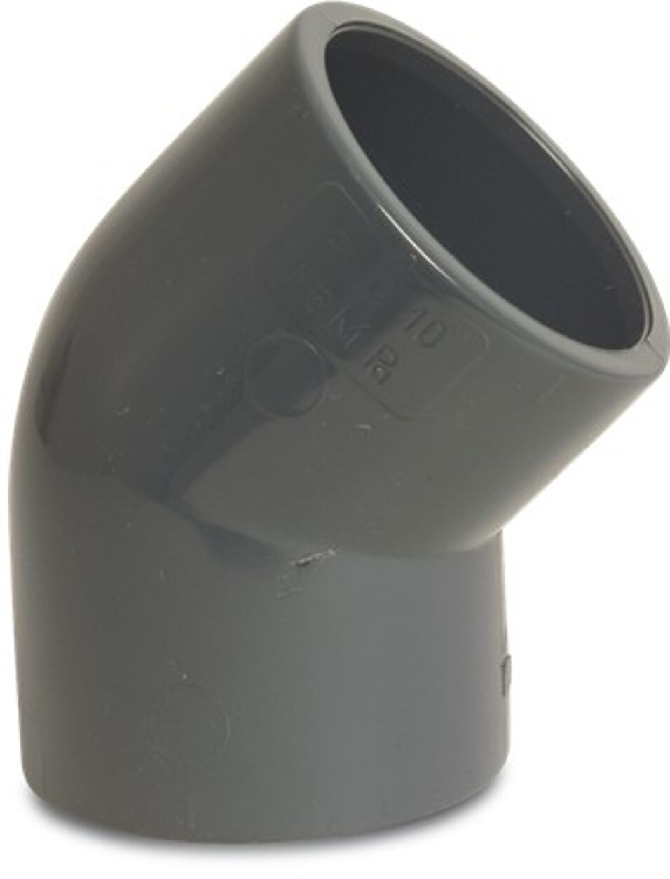 Product afbeelding Knie 45° PVC-U 32 mm lijmmof 16 bar grijs KIWA