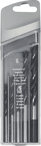 Fortis houtspiraalborenset in kunststof cassette 5-delig