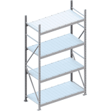 MINI-RACK stelling BS 2500 x 1400 x 800 vzk cpl. met staalpanelen en 4 legborden