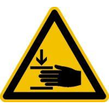 Sticker let op voor handletsels    100mm