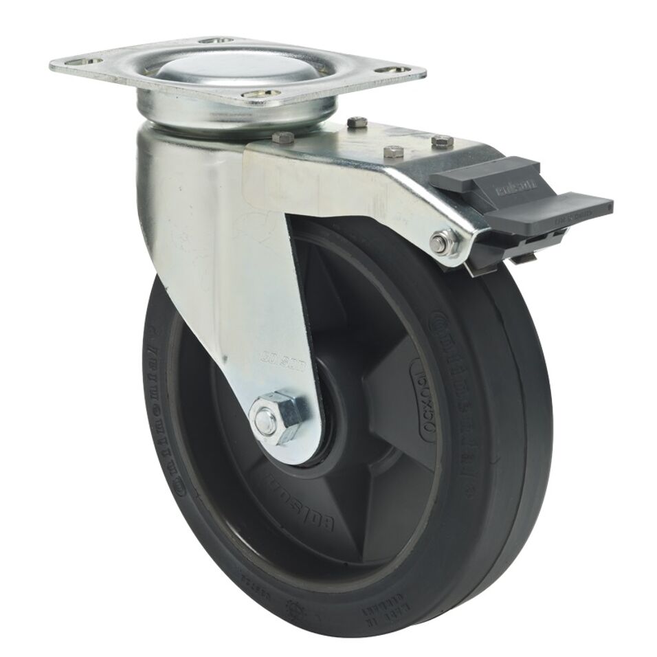 Product afbeelding Colson zwenkwiel JSRB met topplaat en rem 200 x 50mm 380kg
