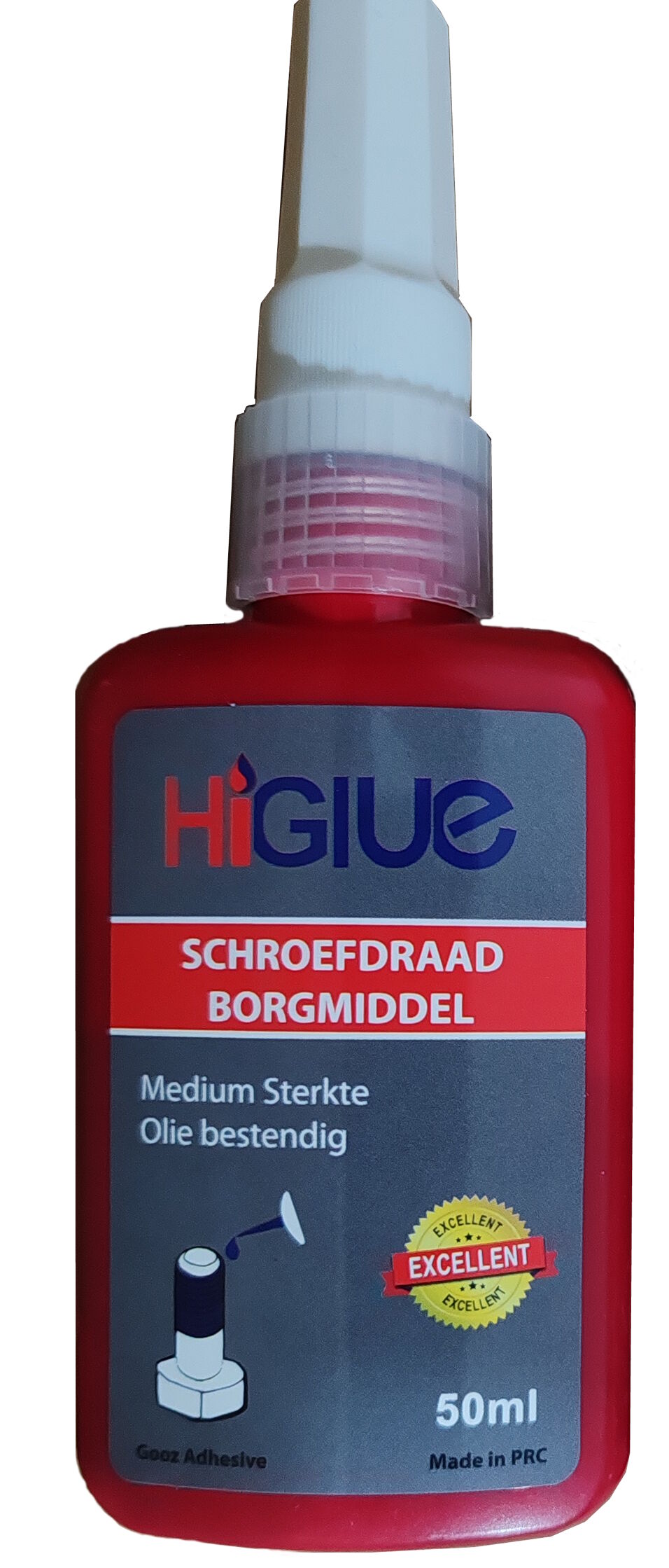 Product afbeelding HiGlue schroefdraadborging 50 ml