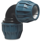 Knie 90° PP 25 mm knel 16bar zwart/blauw DVGW/KIWA/WRAS