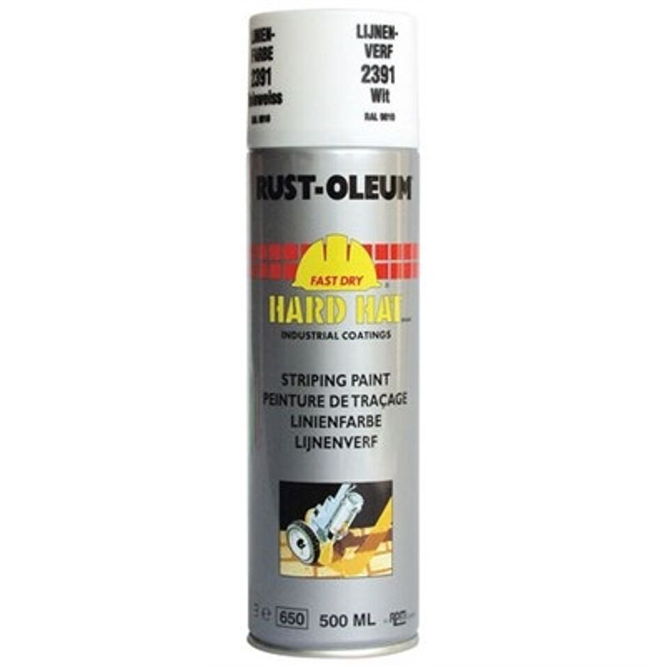 Product afbeelding Rust-Oleum lijnmarkeerverf RAL 9010 zuiver wit 500 ml