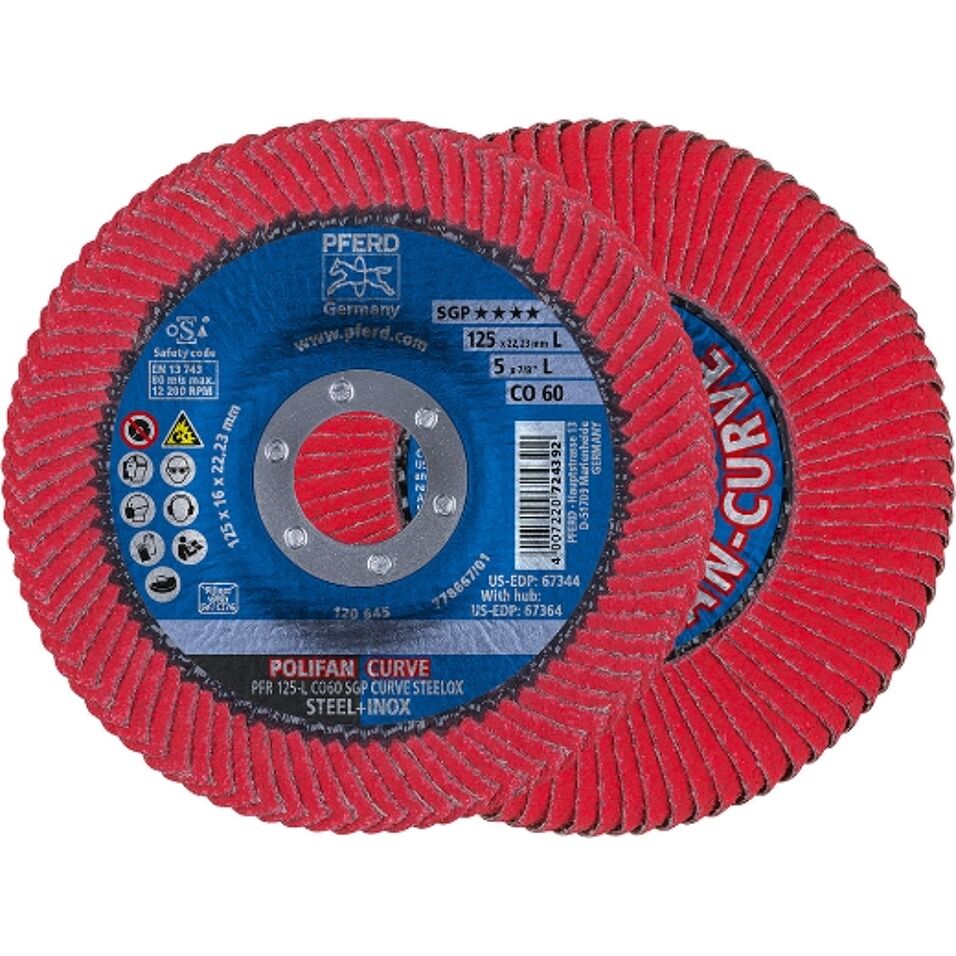 Product afbeelding Pferd POLIFAN-lamellenslijpschijf- PFR 125-L CO 60 SGP CURVE STEELOX