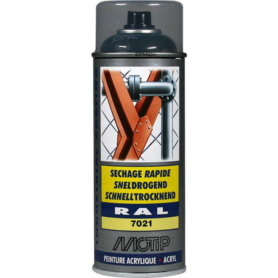 Product afbeelding MoTip Industrial Lak RAL 7021 Hoogglans Zwart Grijs 400 ml