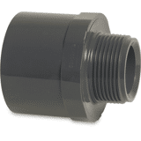 Puntstuk PVC-U 50/63 mm x 1 1/4" lijmmof/spie x buitendraad 10 bar grijs