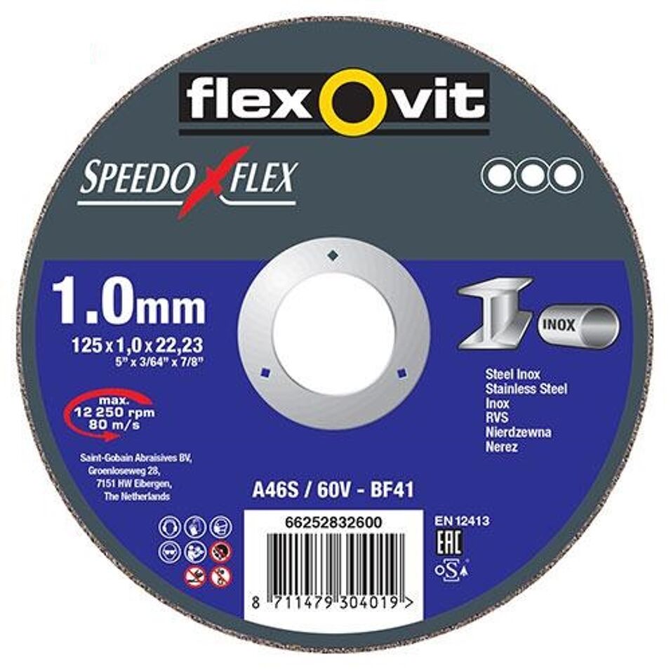Product afbeelding Flexovit doorslijpschijf vlak speedoflex A46/60V T41 125x1,0x22,2 mm