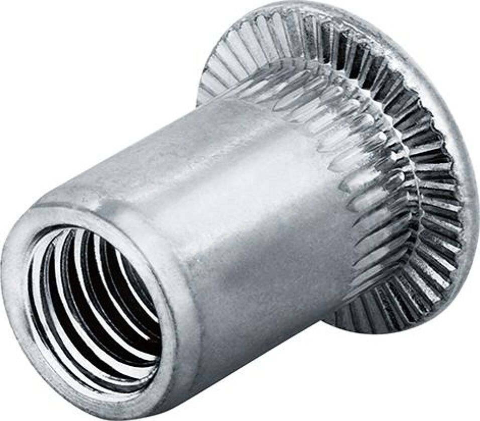 Product afbeelding Roestvrijstalen blindklinkmoer platbolkop M4 klembereik: 3,0 - 4,5mm 