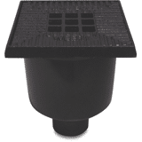 Vloerput kunststof 70/75 mm spie zwart onderaansluiting