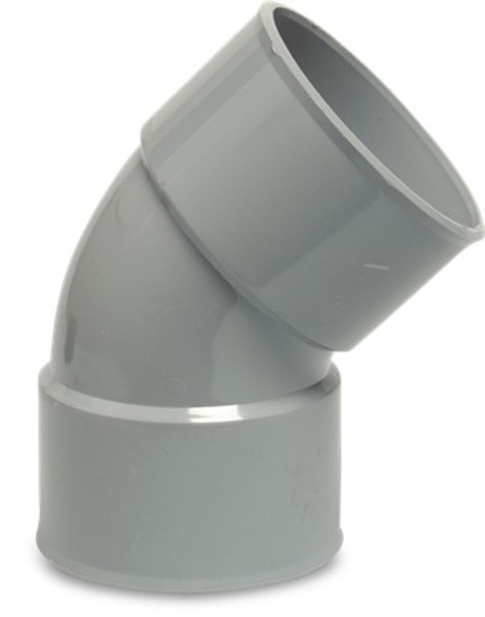 Product afbeelding Bocht 45° PVC-U 50 mm lijmmof grijs KOMO