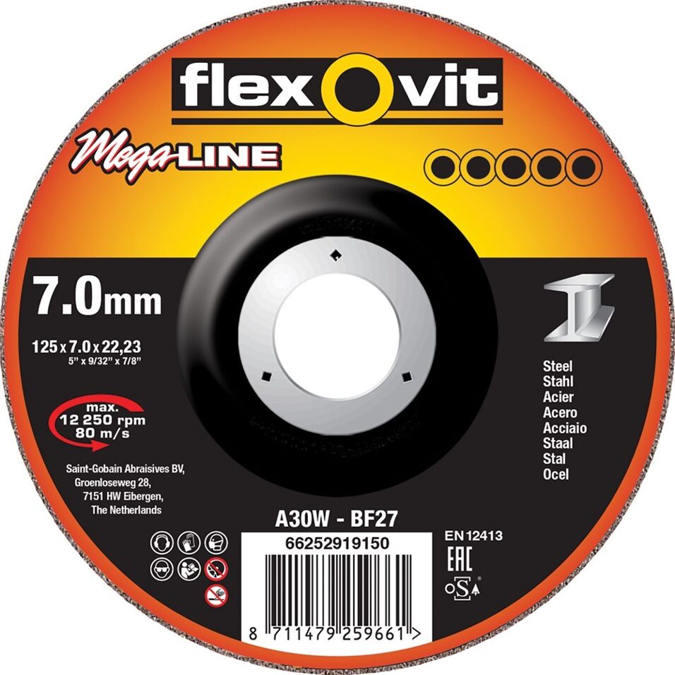 Product afbeelding Flexovit Afbraamschijf Mega-Line A30W T27/80 125 x 7 x 22,23 mm
