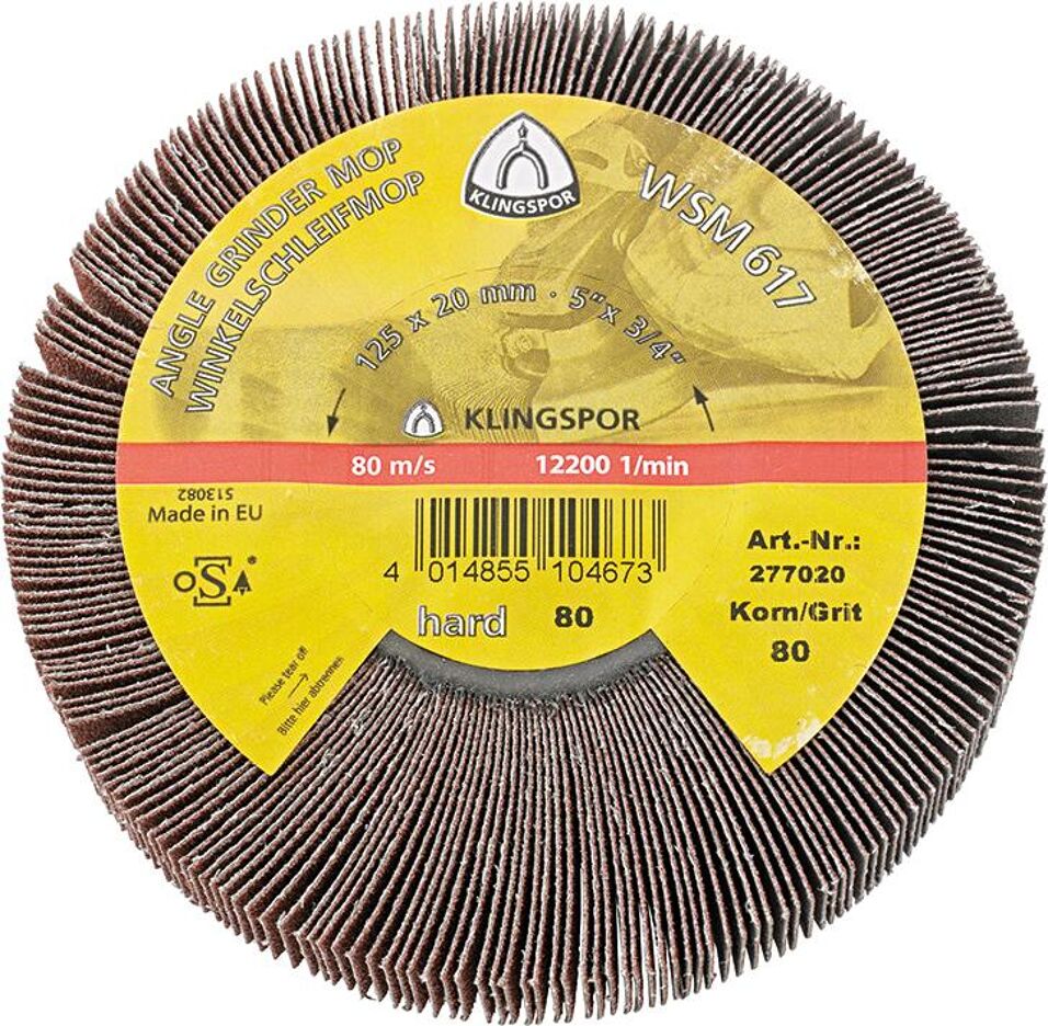 Product afbeelding Klingspor Haakse slijpmop WSM 617 125x20mm K120