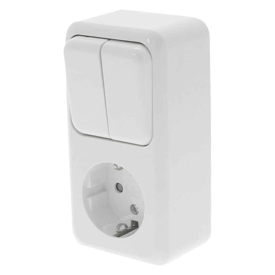 Product afbeelding Stopcontact met schakelaar polarwit opbouw