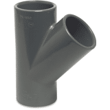 T-stuk 45° PVC-U 50 mm lijmmof 16 bar grijs