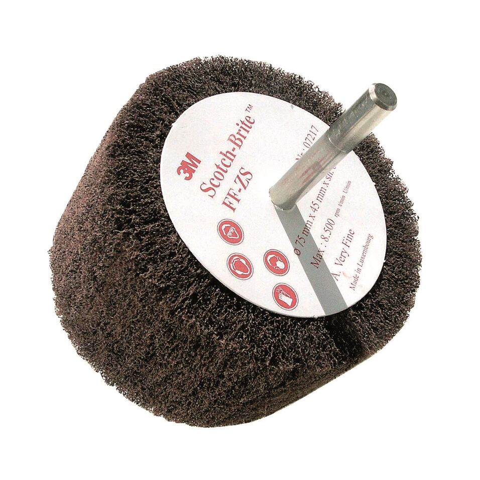 Product afbeelding 3M Scotch-Brite Clean en Finish Lamellenborstel op stift FF-ZS, 100 mm x 45 mm x 6 mm A VFN