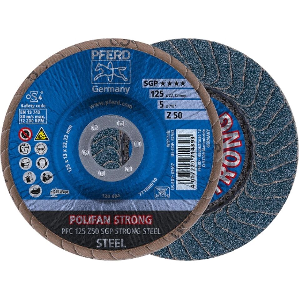 Product afbeelding Pferd POLIFAN-lamellenslijpschijf- PFC 125 Z 50 SGP STRONG STEEL