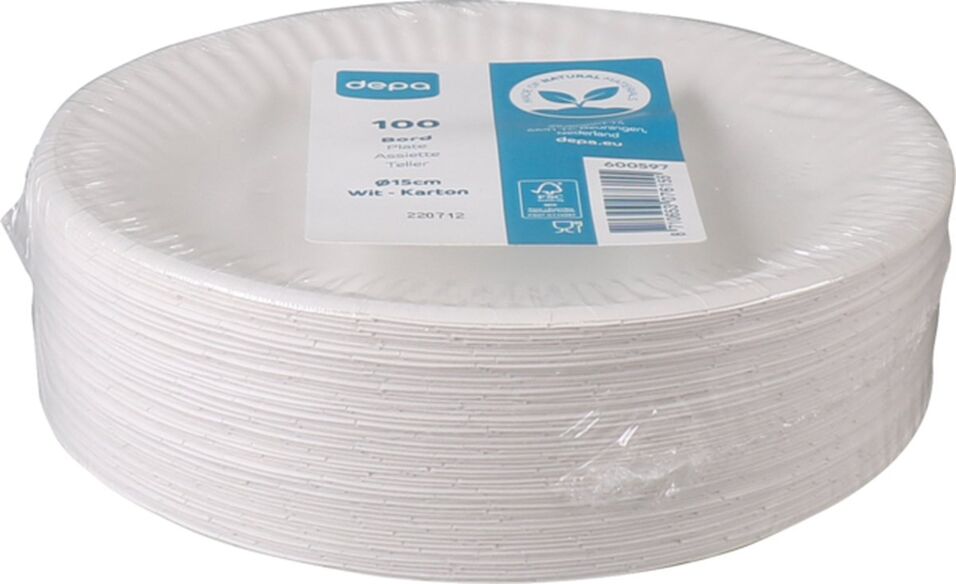 Product afbeelding Depa bord karton 1 vaks 15cm   a 100 st.