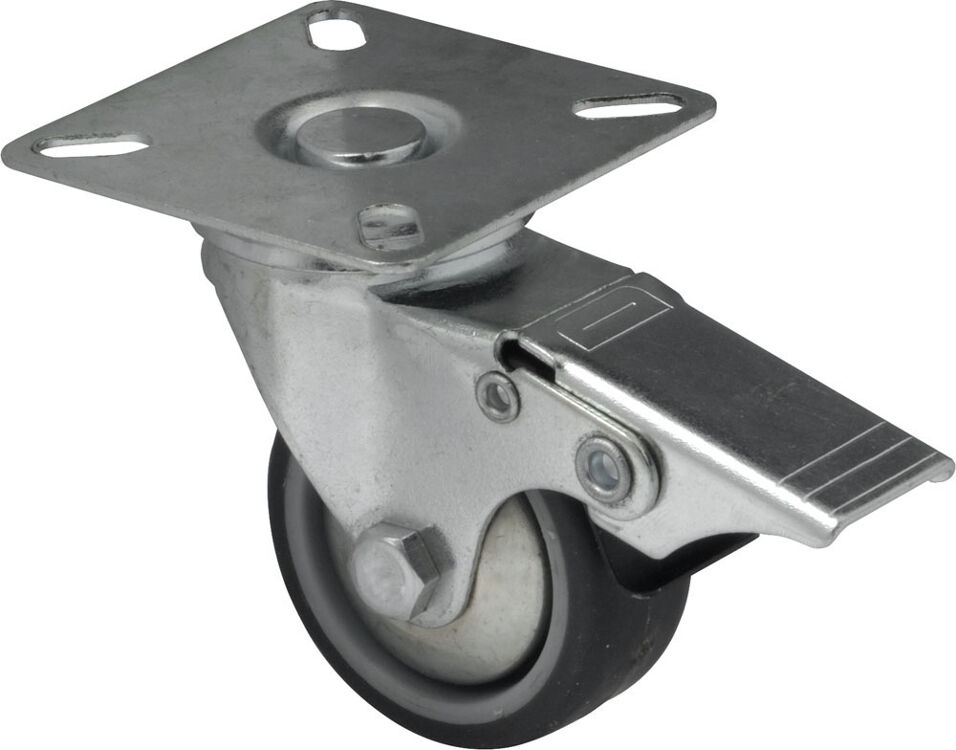 Product afbeelding Colson zwenkwiel BDPE met topplaat en rem 50 x 20mm 40kg