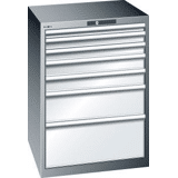 Schuifladenkast 75 H1000, 7 laden 50mm / 2x75mm / 100mm / 200mm grijs