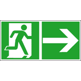 Bord vluchtweg rechts          300x150mm