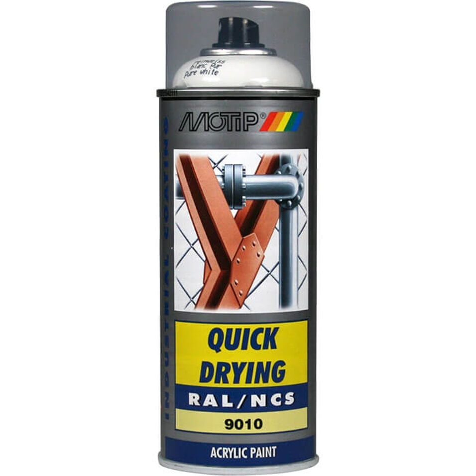 Product afbeelding MoTip Industrial Lak RAL 9010 Zijdeglans zuiver wit 400 ml