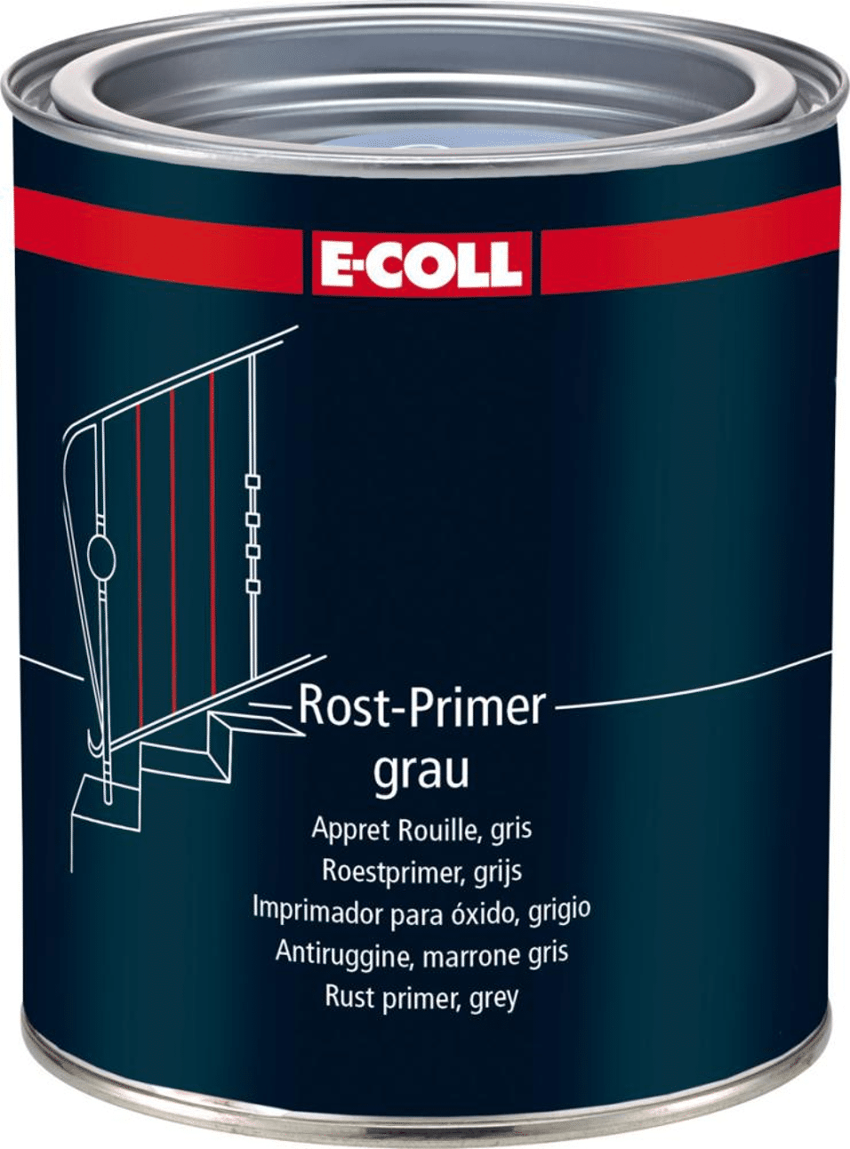 Product afbeelding E-Coll roestprimer grijs 750 ml