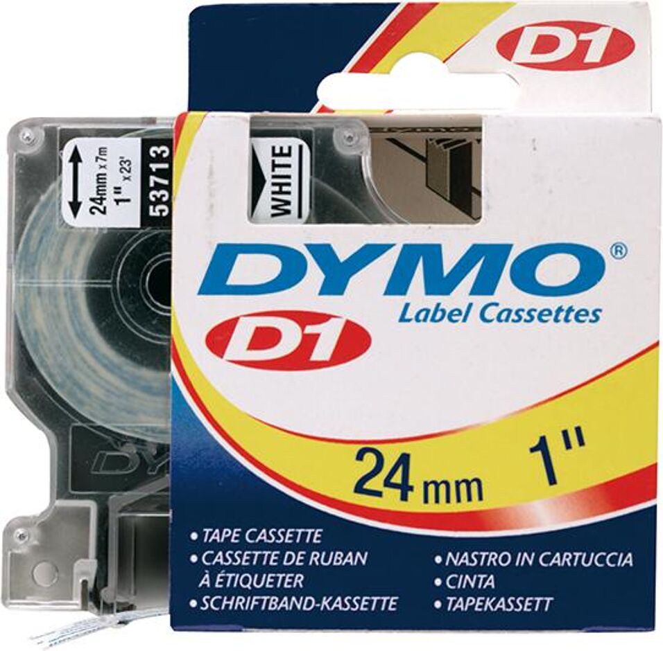 Product afbeelding Dymo Tape D1 53713 zwart op wit 24mm x 7m