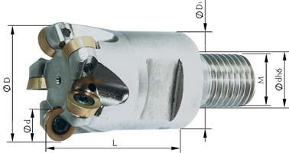 Product afbeelding Opschroeffrees met buitendraad M8, met binnenkoeling, 2 tanden, voor RD D 15mm