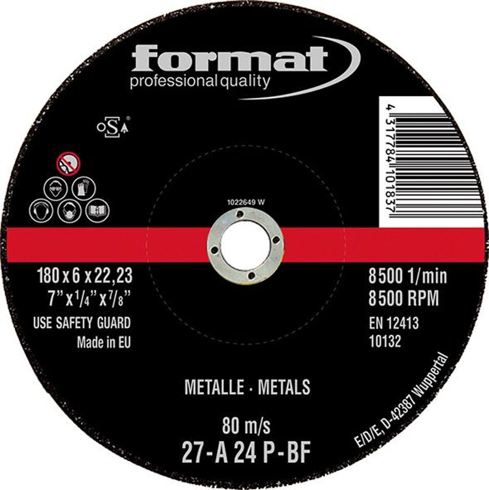 Product afbeelding Format Afbraamschijf voor staal en gietijzerbewerking met kom 230x8mm