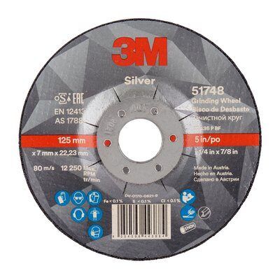 3M Silver Afbraamschijf, T27, 127mm x 7mm x 22,23mm