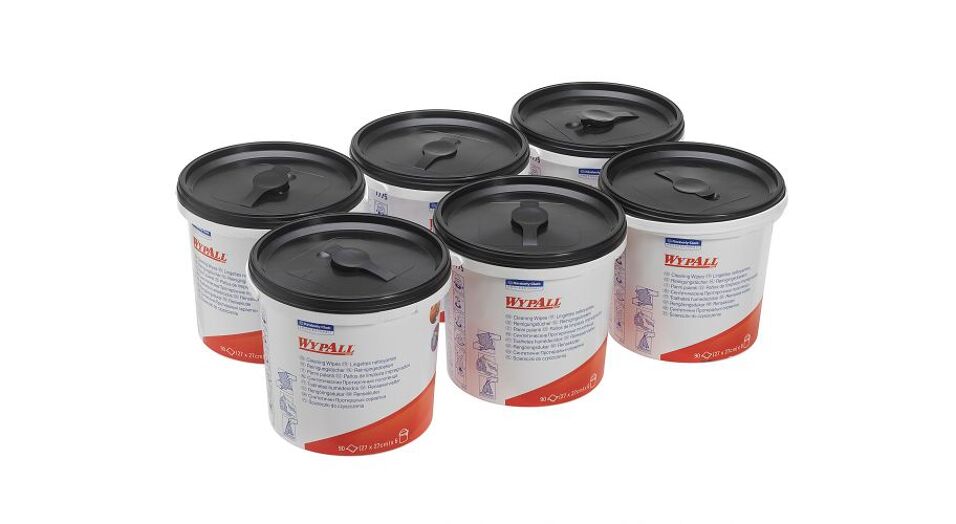 Product afbeelding Wypall handreinigingsdoeken 27x27 - 90 doeken emmer