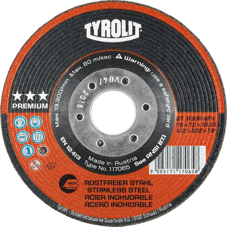 Product afbeelding Tyrolit Premium afbraamschijf 27 178x7,0x22,23 A30R-BFX