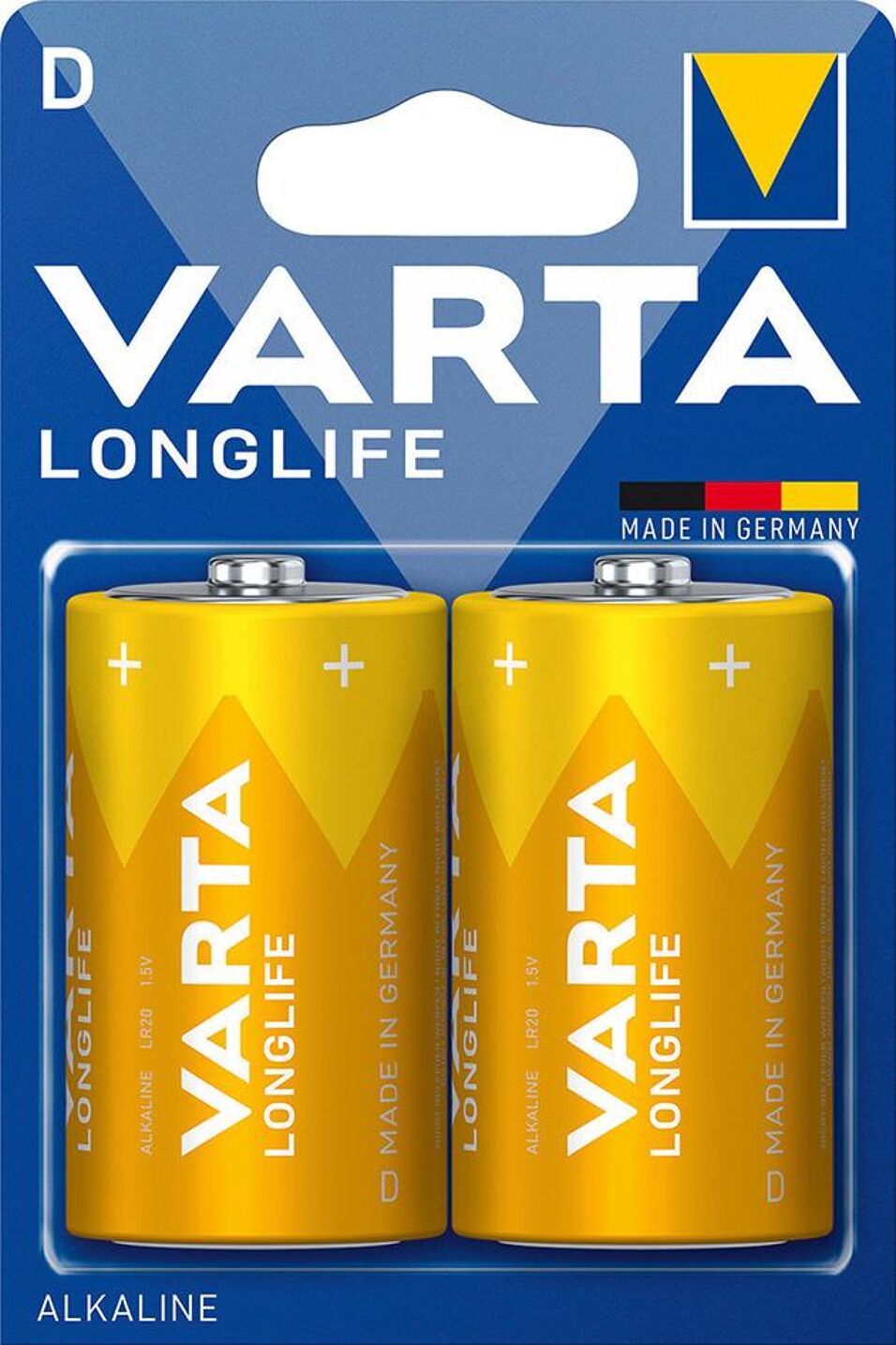Product afbeelding LONGLIFE batterij VARTA D blisterverpakking à 2 stuks 