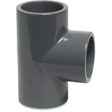 T-stuk 90° PVC-U 75 mm lijmmof 16 bar grijs