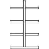 Draagarmstelling BS IPE120 dubbelzijdig 2000 x 1000 x 800 RAL 5 010 met 8 draagarmen per staander systeem licht